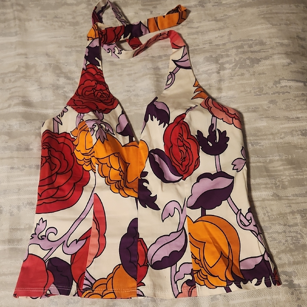 Ladies Floral Halter Neck Top - Multicolor Size 2-4